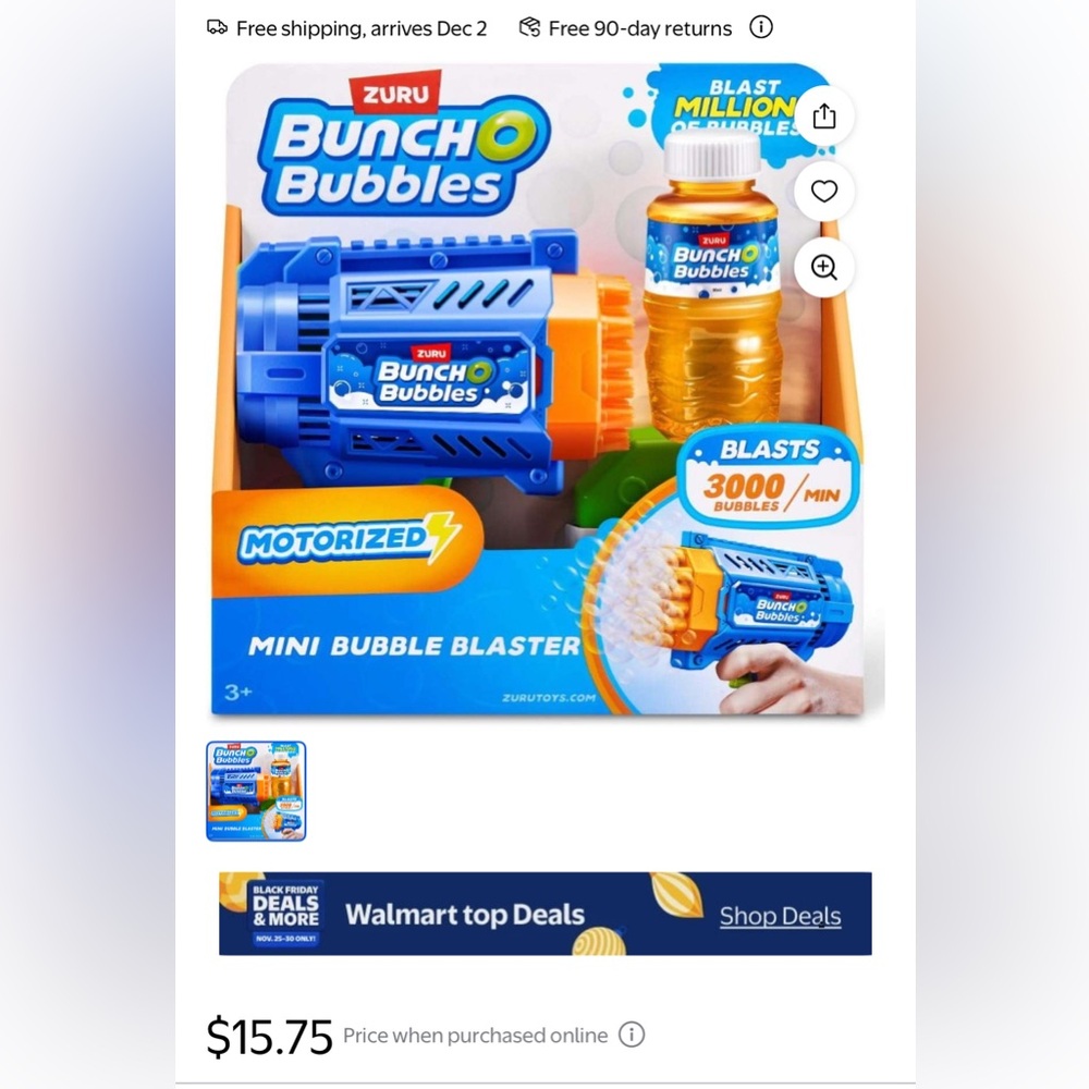 Bunch O Bubbles Mini Bubble Blaster - Blue and Orange
